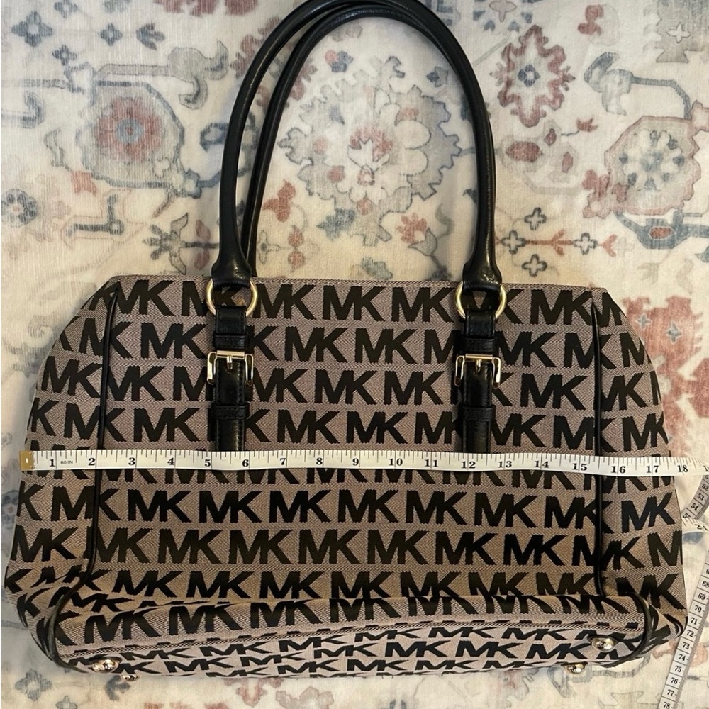 Michael Kors Black and Tan Logo Tote Bag - Picture 4 of 11